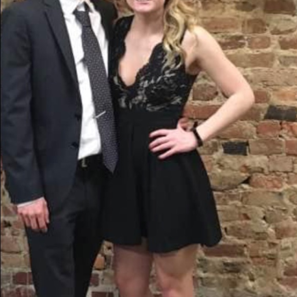 Black lace cocktail or formal dress